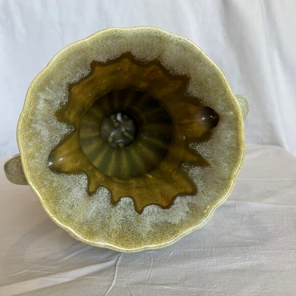 Vintage Urn Drip Glaze in Green Tones Planter 9.5 Inches - Picture 3 of 9